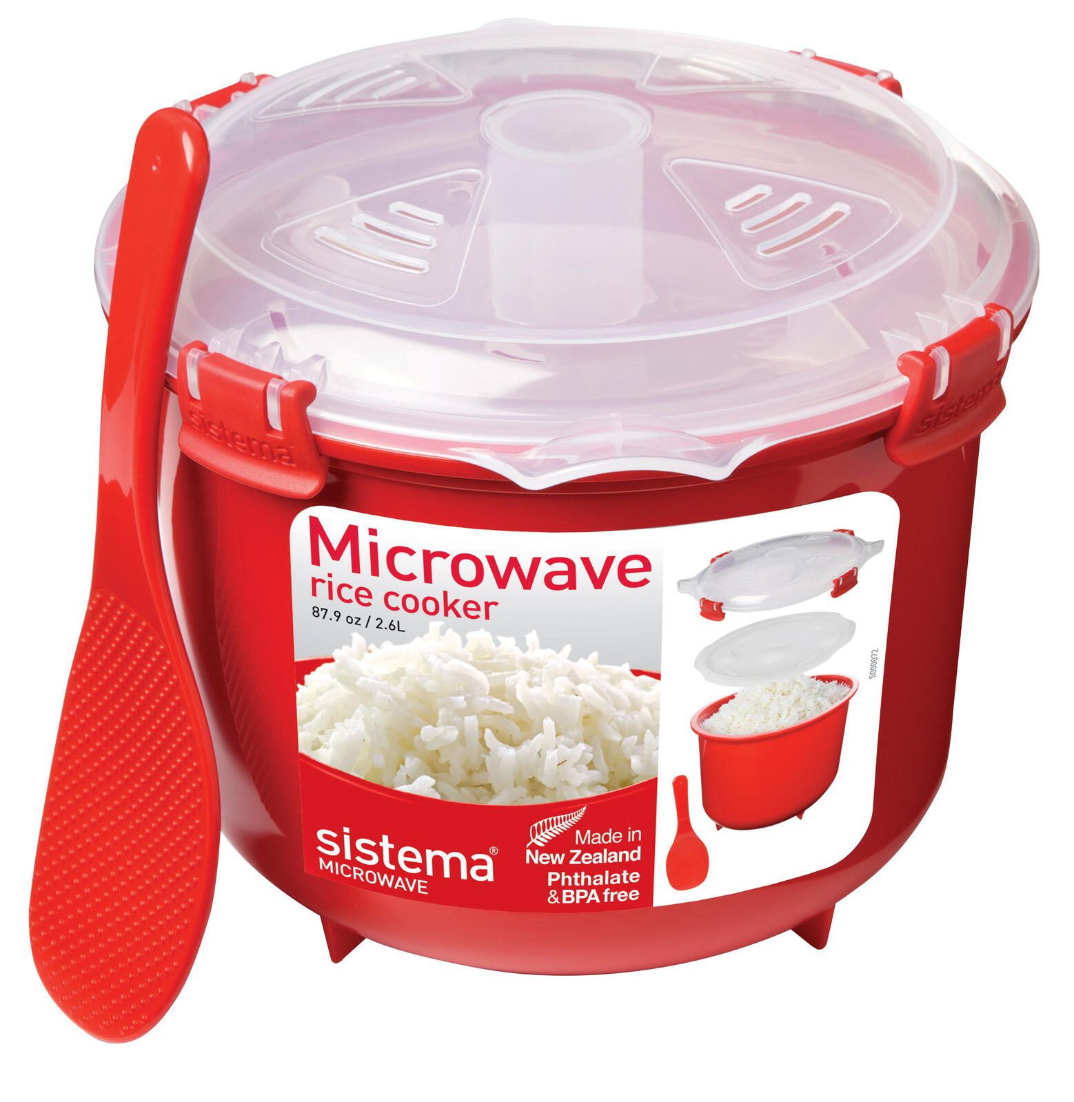 Sistema® Mikrowellen-Reiskocher 16.1 cm hoch rot, transparent