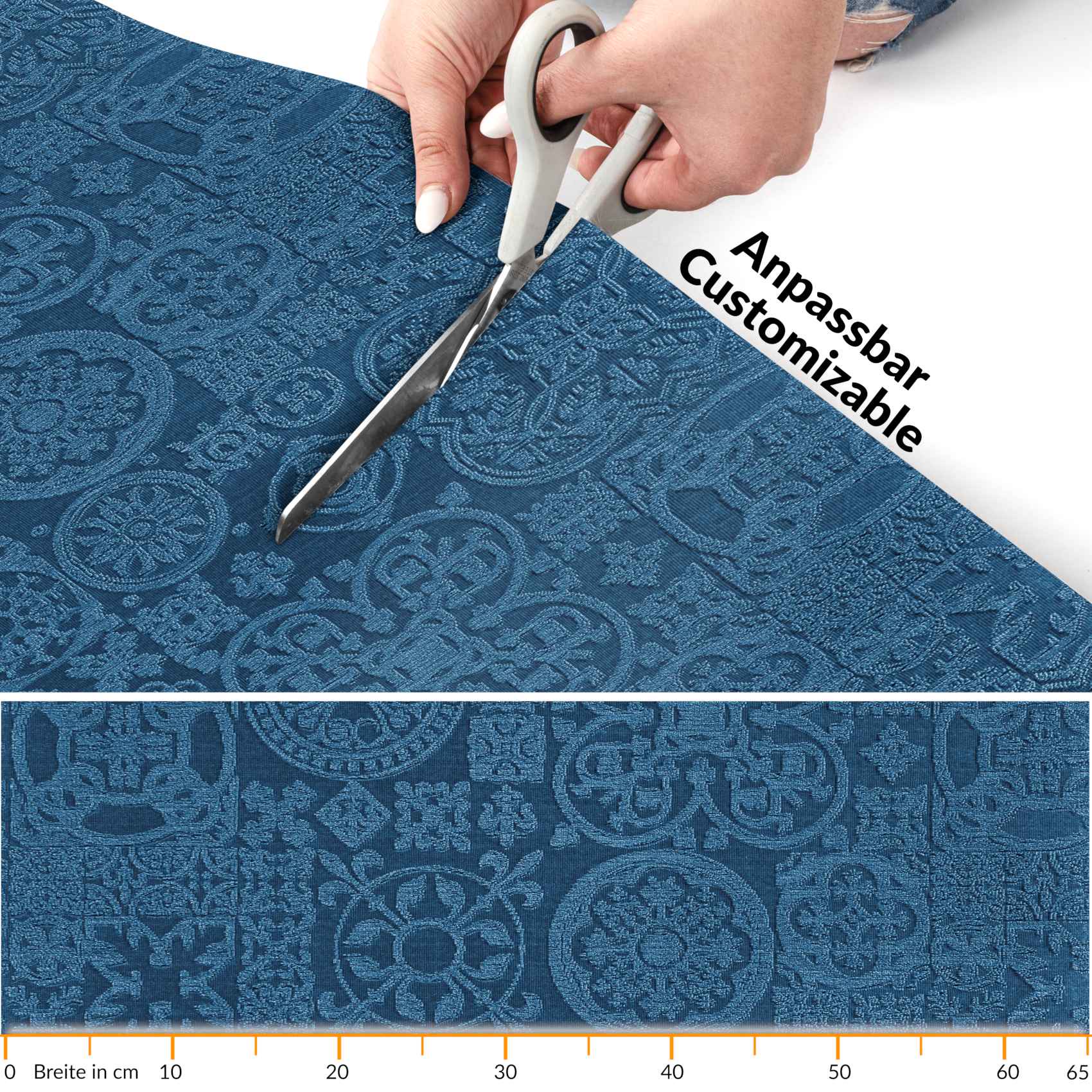 Teppichläufer Flurläufer Küchenläufer Velours Jacquard Teppich Sisi Raku Blau 65cm Breit 220x67cm