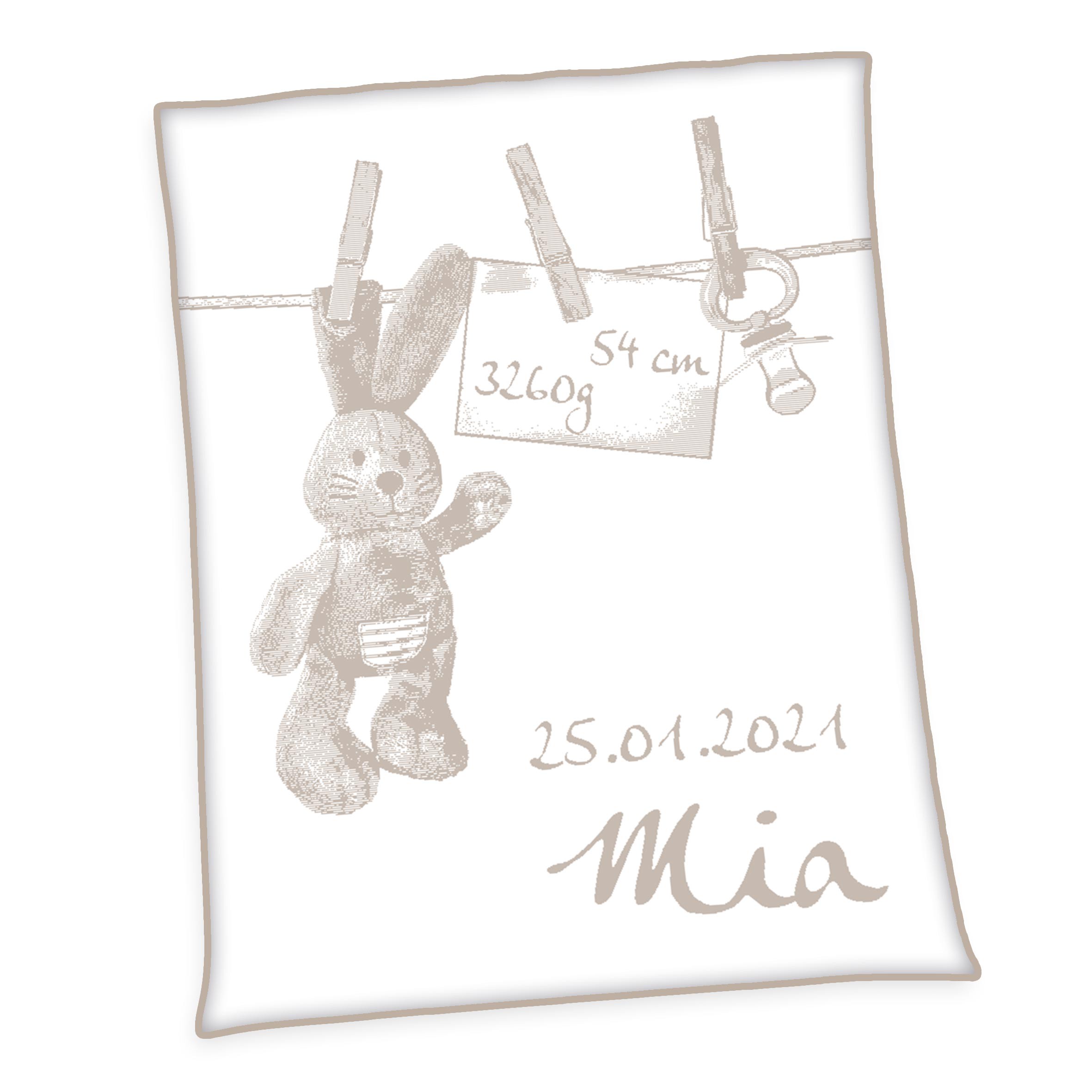 Unicade® personalisierte Babydecke 'Häschen' – 75x100 cm, Made in Germany