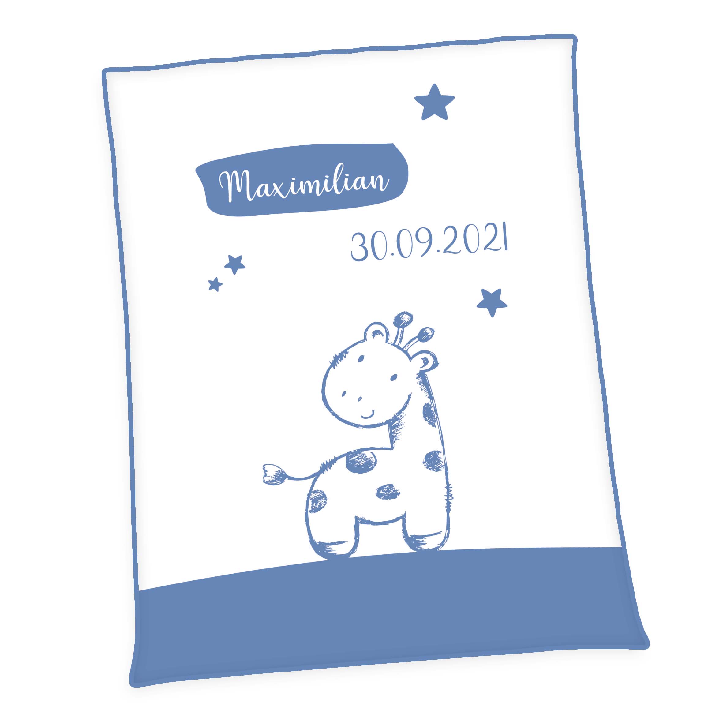 Unicade® personalisierte Babydecke 'Giraffe' – 75x100 cm, Made in Germany