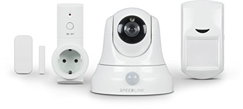 Speedlink (B-WARE) 5-teiliges Videoüberwachungssystem - Home Security Set Basic für Haus und Wohnung kabellos (Automatische Videoaufzeichnung - Überwachung und Steuerung per Smartphone - HD-Auflösung (720p) und WLAN-Anbindung)