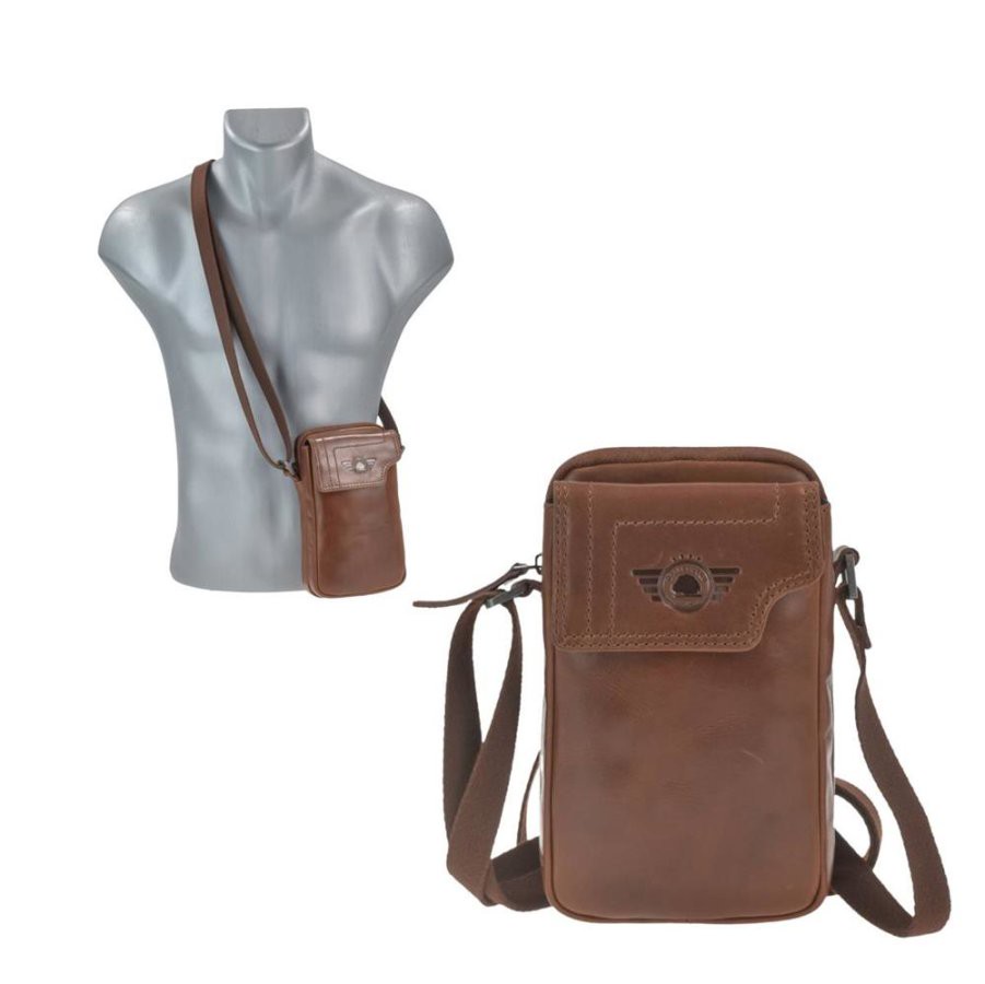 Greenburry Handytasche zum Umhängen Leder 13x21cm Handy Umhängetasche Damen Herren 