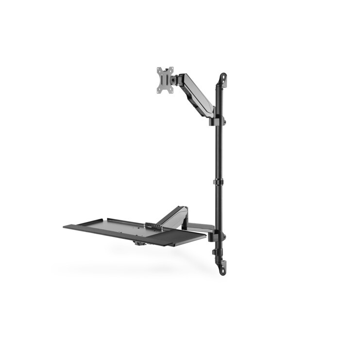 DIGITUS Flexibler Steh-/ Sitz-Arbeitsplatz zur Wandmontage Single Monitor schwarz