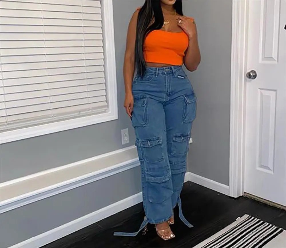Jeans denim pour femmes lavage de travail de travail de travail de travail de cartouche mid taise ferme vol hiver stretch high street lâche 24082