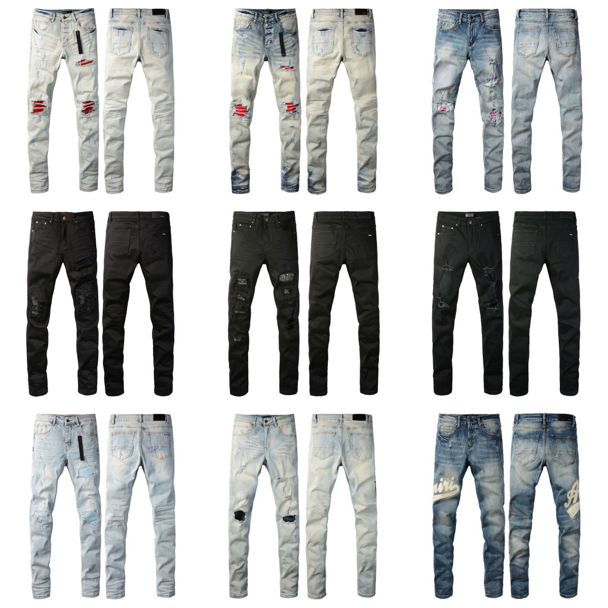Jeans masculin Amirijean Designer Ksubi Jeans de haute qualité Designer de mode Jeans Hommes Pant de biker déchiré en détresse Black Blue Blue Sl