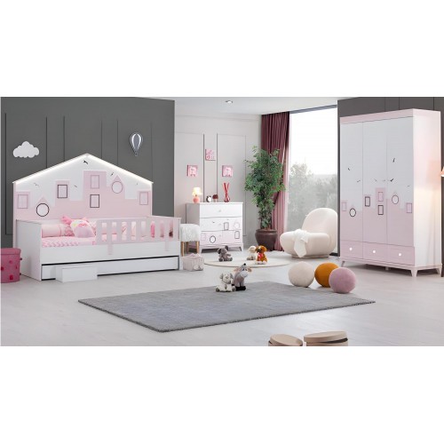 Bett Kinderbett Holzbett Funktionsbett Ausziehbares Holz Mehrfarbig Neu