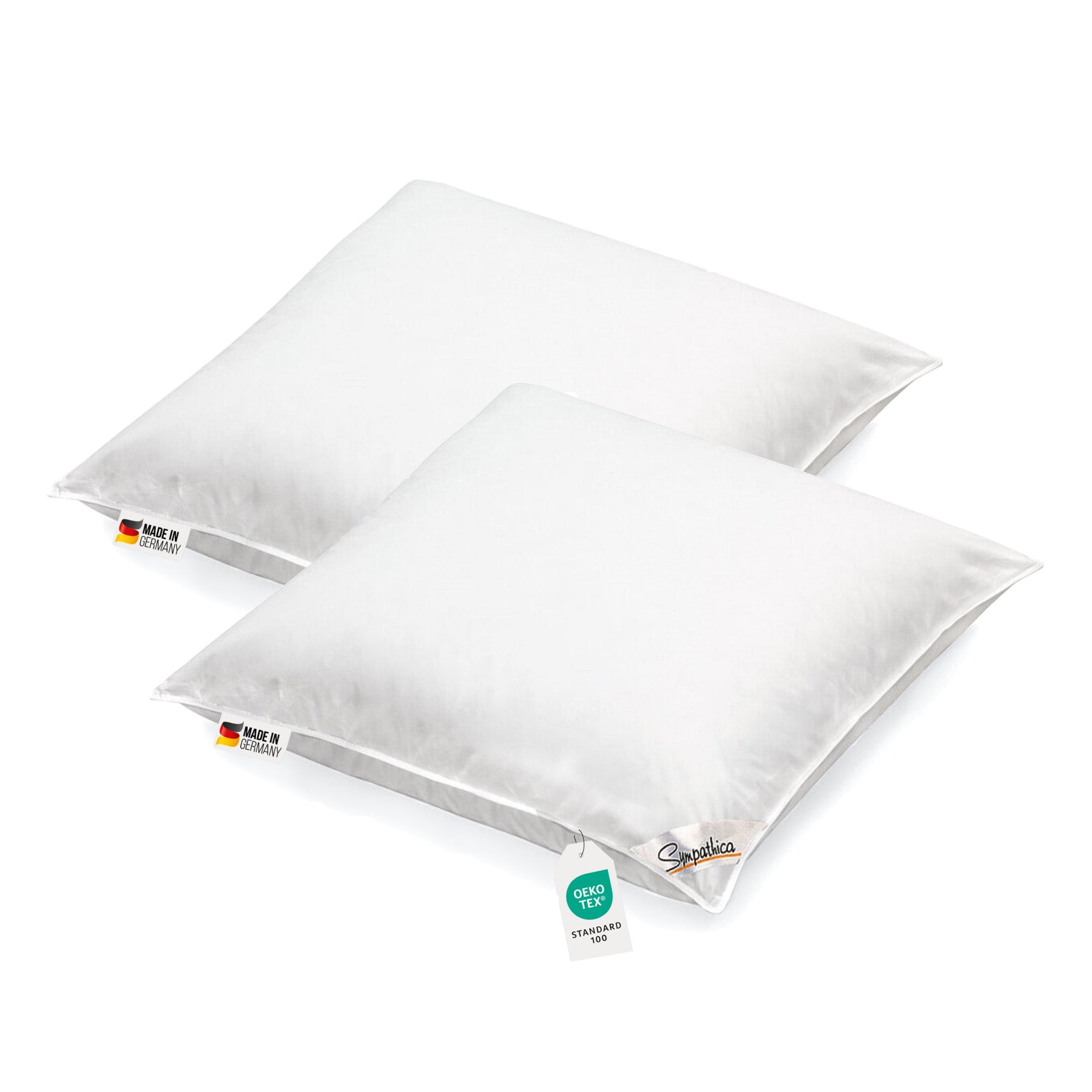 2 Stück Kopfkissen waschbar Allergiker Baumwollbezug Klimafaser 80x80