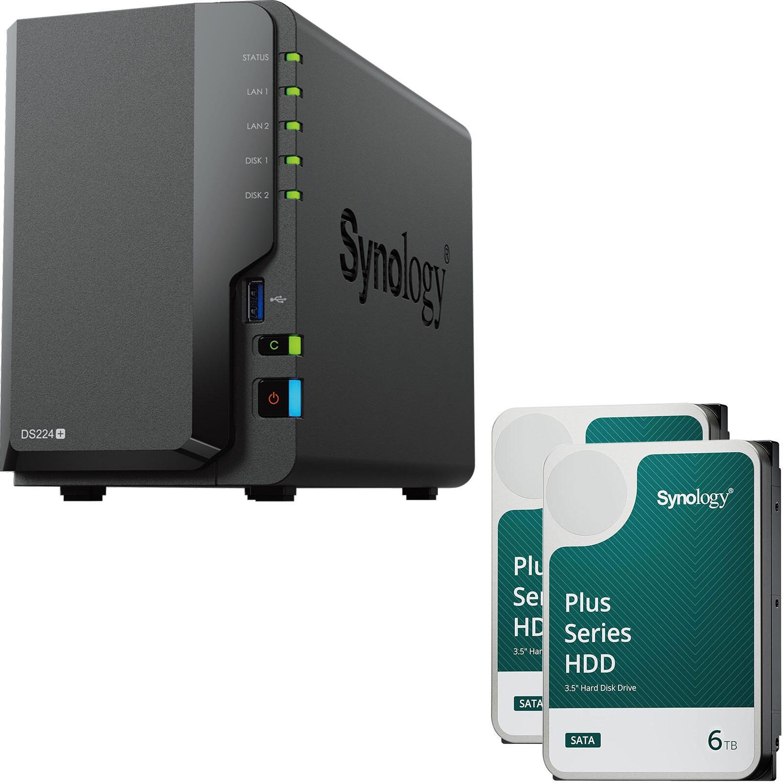 Synology DiskStation DS224+ 2 Einschübe NAS-Server Leergehäuse + 2x Synology Plus 3.5