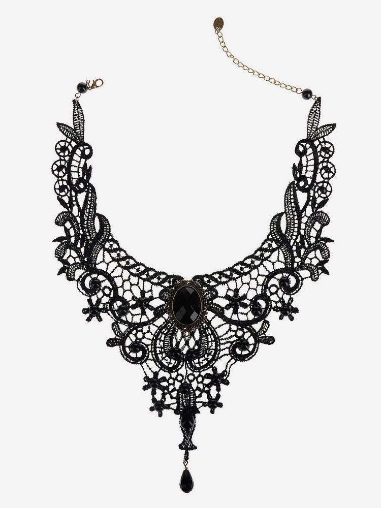 Gothic Lolita Halskette Schwarz Spitzen schneiden Sie Herz und Blume Lolita Choker Kragen