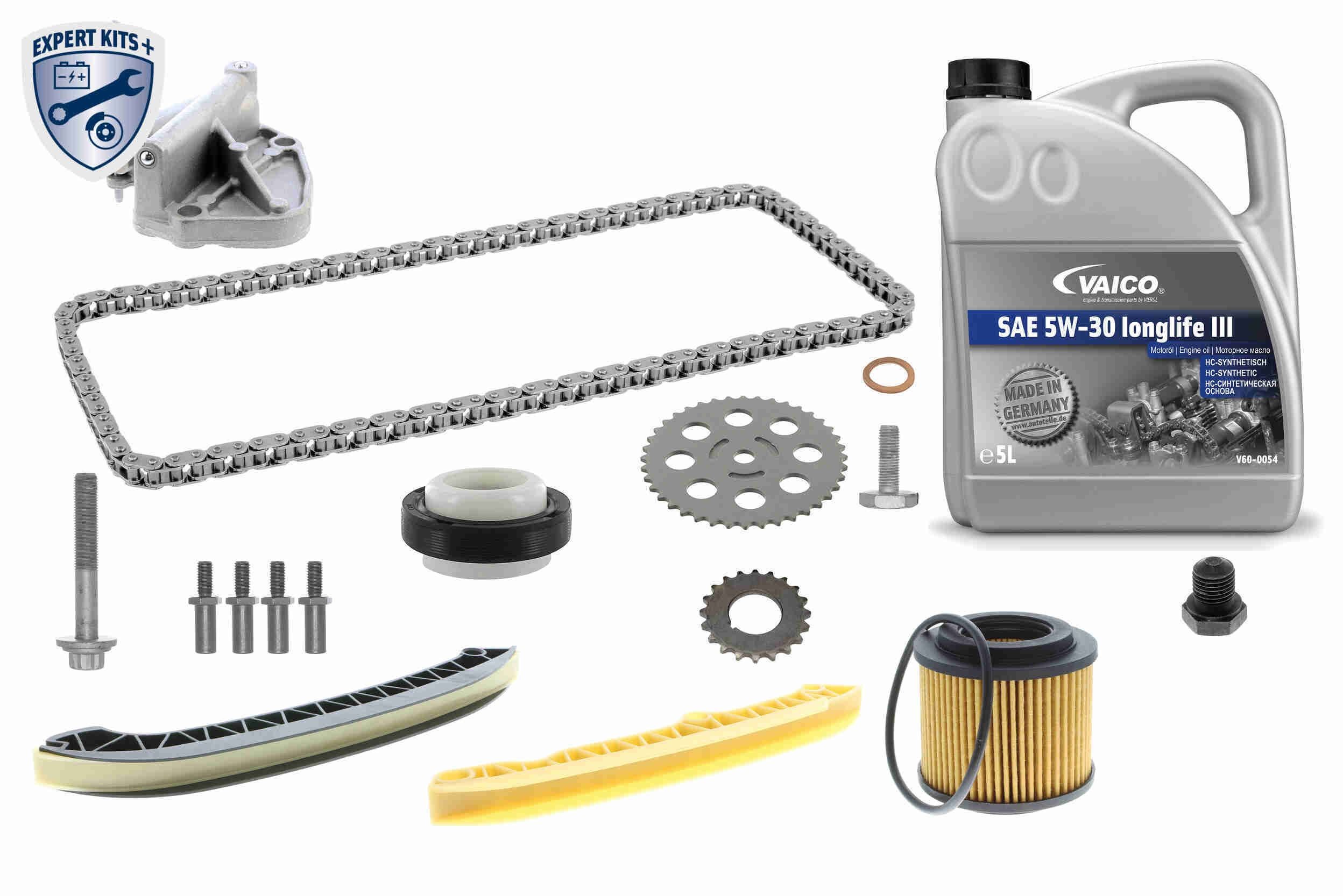 VAICO V10-10008 Steuerkettensatz EXPERT KITS + mit Ölmenge für Standardölwechsel, Kette geschlossen, mit Ölfilter