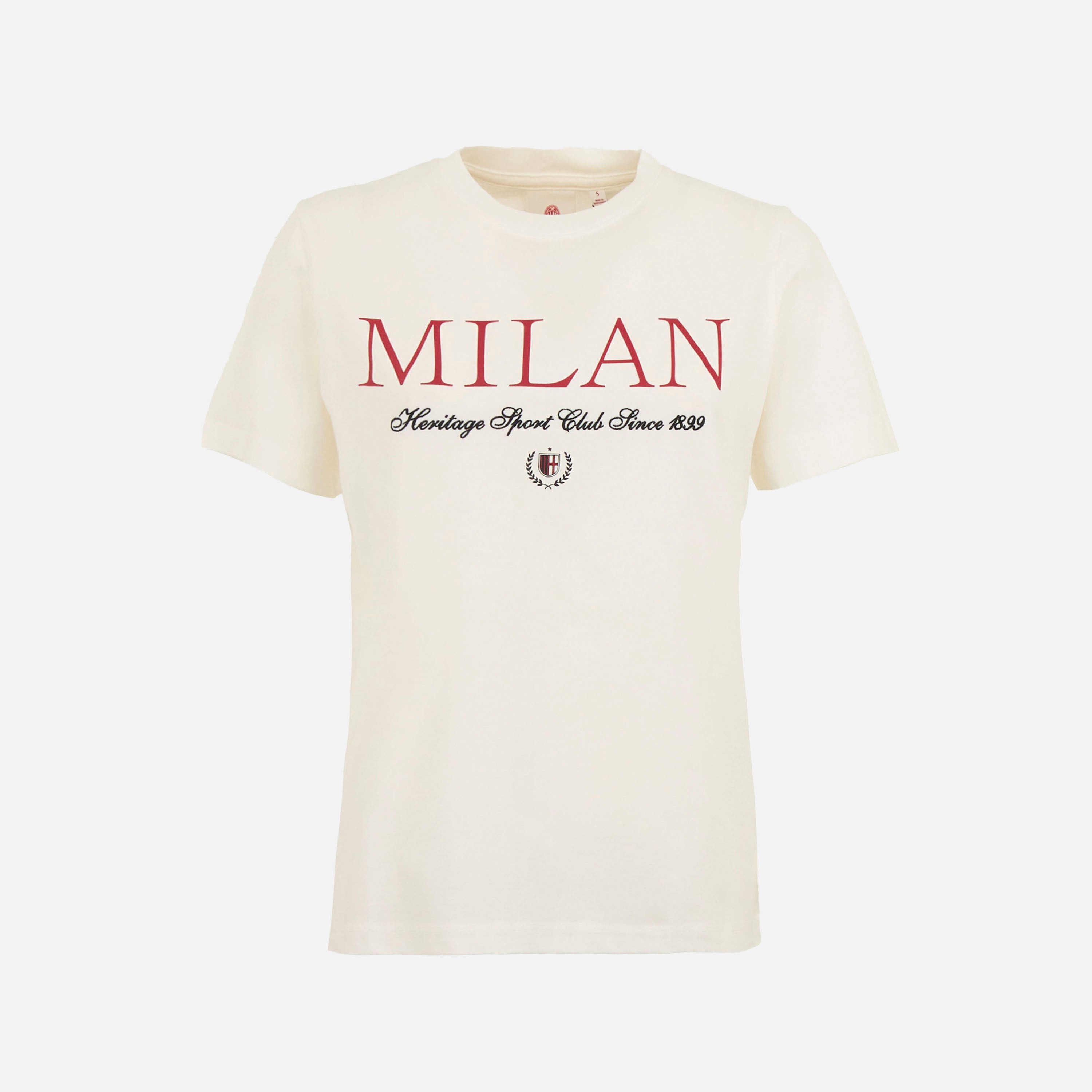 AC MILAN WOMEN'S WHITE T-SHIRT WITH EMBROIDERY
