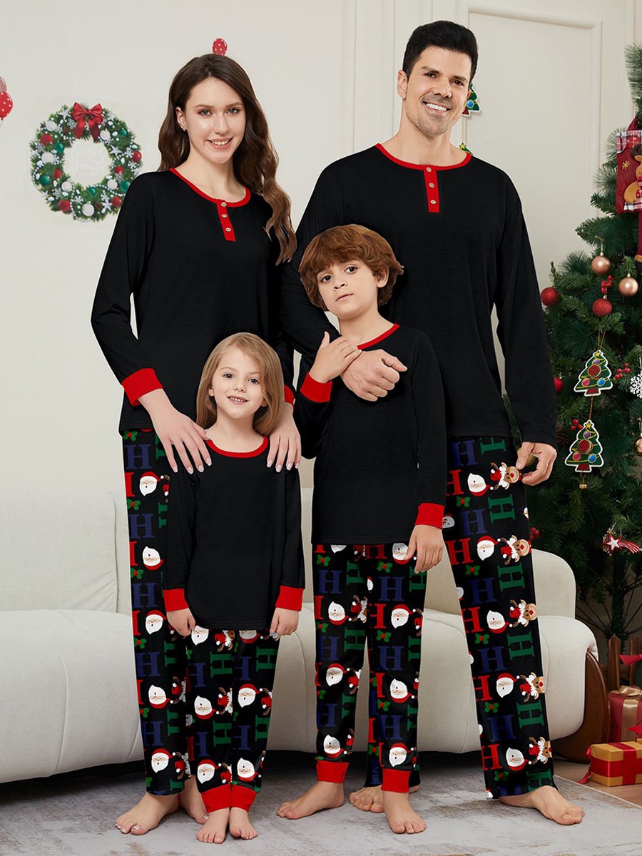 Weihnachts-Schlafanzug für die ganze Familie passender Pyjama aus Polyester mit Weihnachtsmuster für Erwachsene und Babys