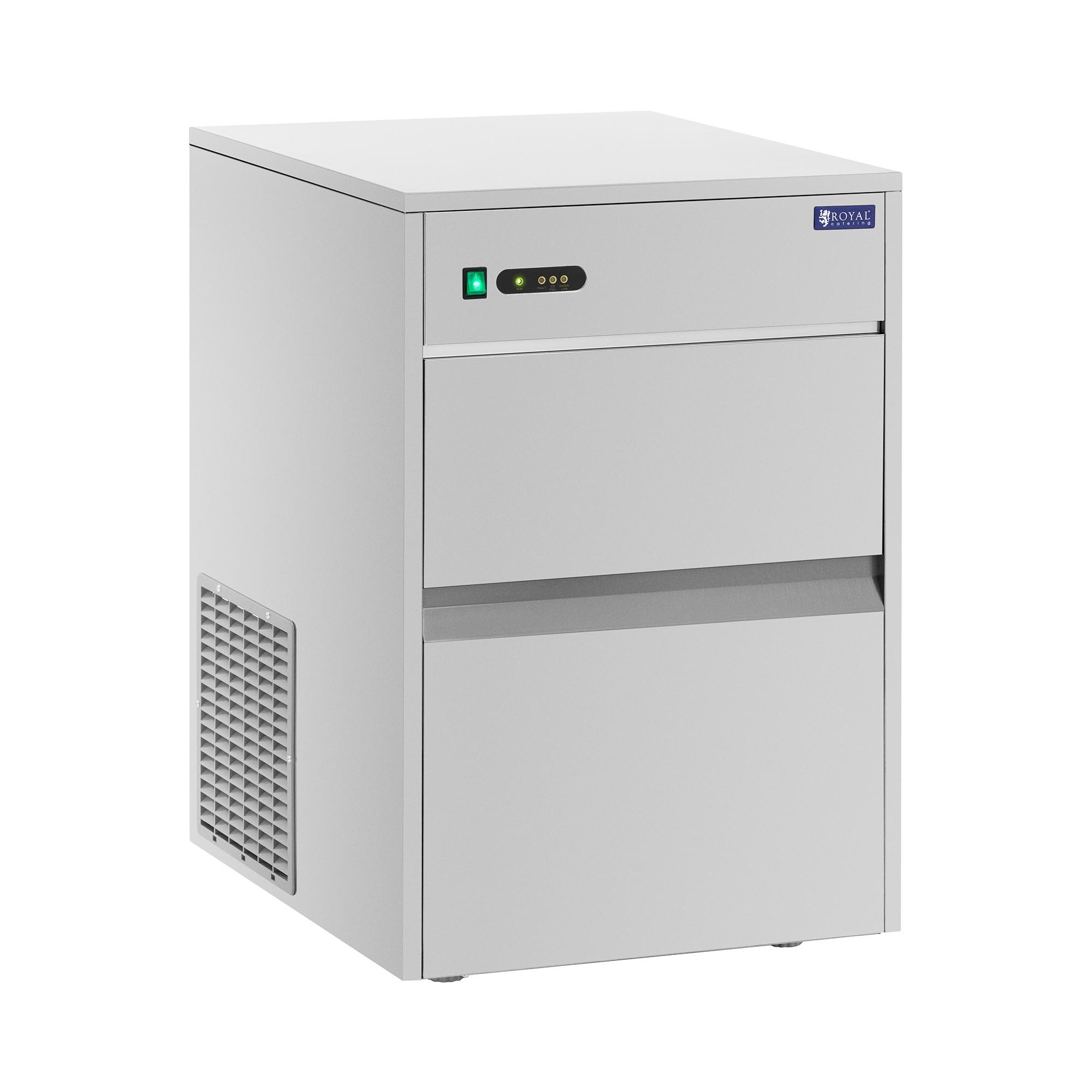 Eiswürfelmaschine - 50 kg/24 h - 13 kg Fassungsvermögen - 350 W - Edelstahl - Royal Catering