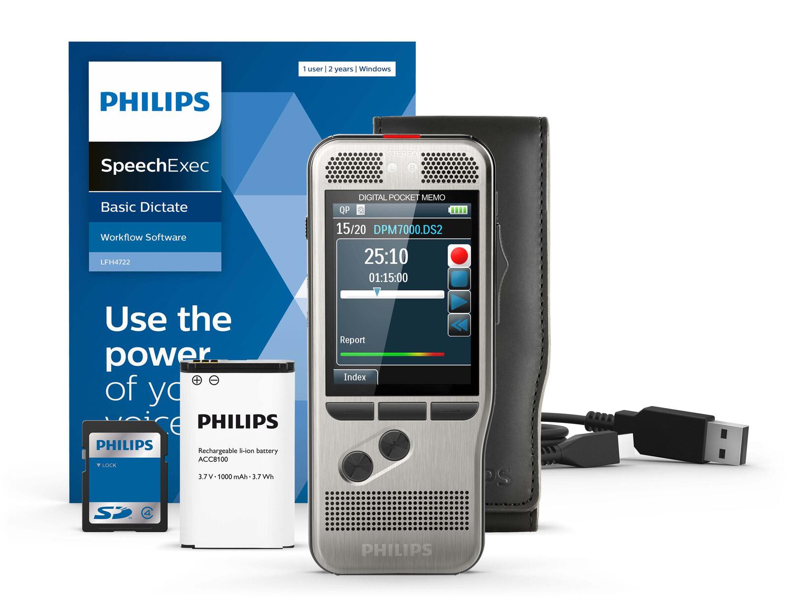 PHILIPS PocketMemo DPM7200 digitales Diktiergerät 4 GB
