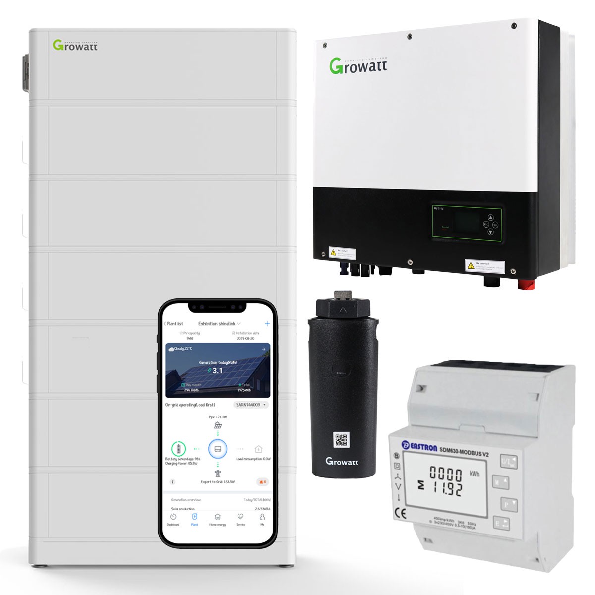 Growatt SPH8000TL3-BH-UP 0% MwSt §12 III UstG 8kW Hybrid Wechselrichter mit 15.3kWh Solarspeicher-Set
