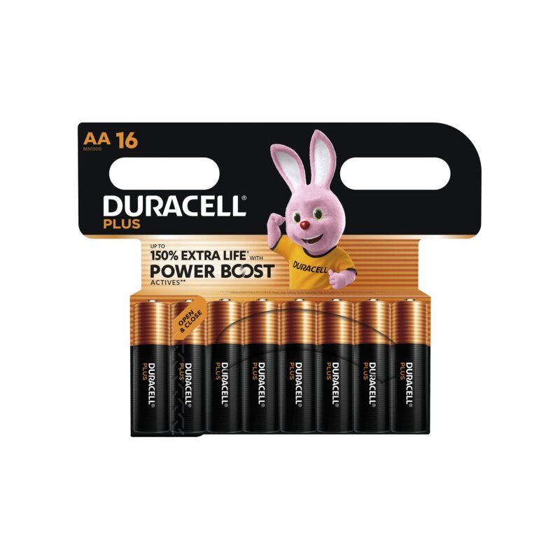 Duracell Plus Power Boost AA – 16er Blister für starke Energie