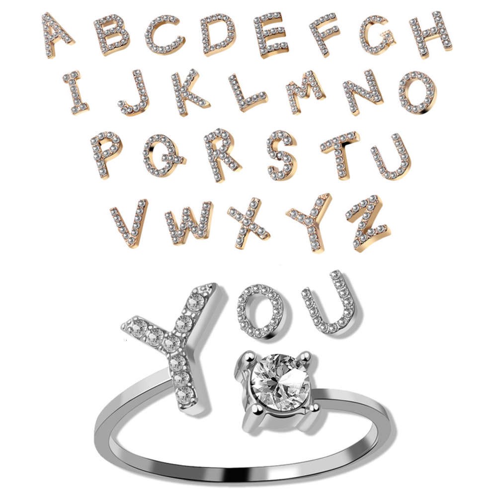 New 26 letter ring with adjustable diamond opening