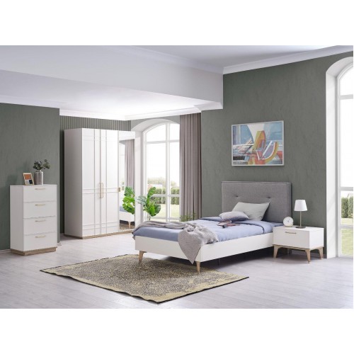 Garnitur Kinderzimmer Kinderbett Jugendbett Bett Set 4tlg Weiß Holz