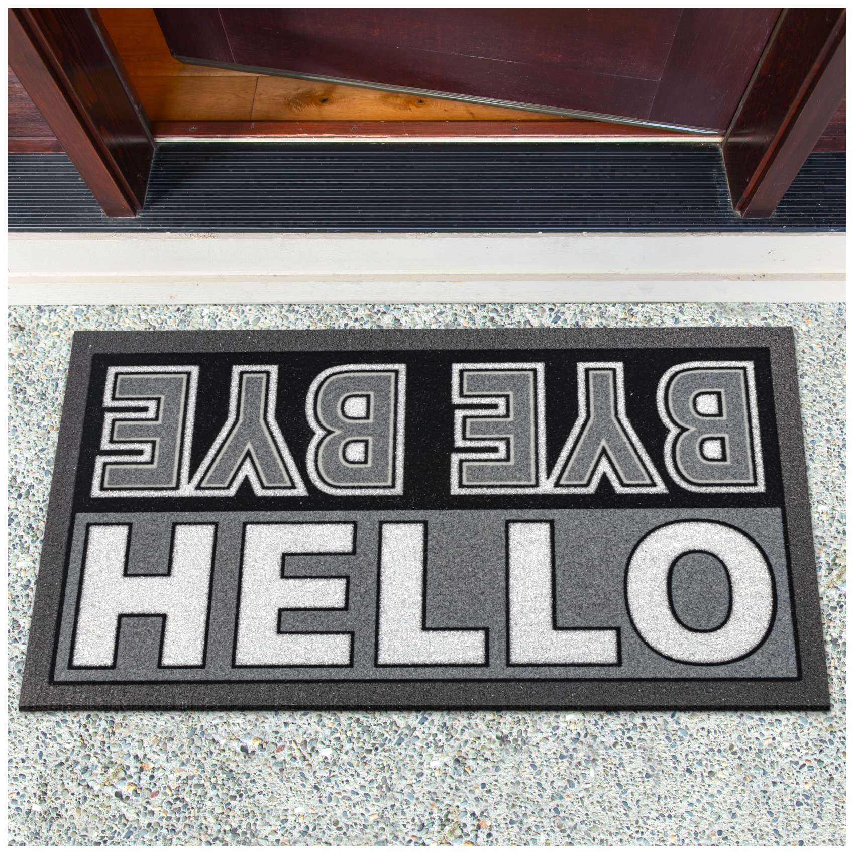 Schmutzfangmatte Fußmatte Türvorleger rutschfest Hello Bye Bye - Glitzer 40x68cm