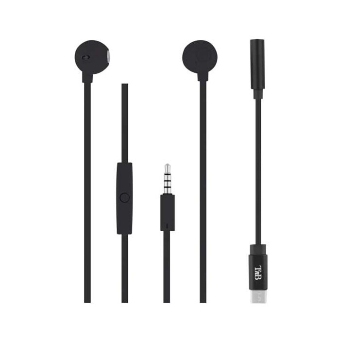 T'nB In-Ear-Kopfhörer SWEET 3,5 mm Klinkenanschluss USB Typ C Adapter schwarz