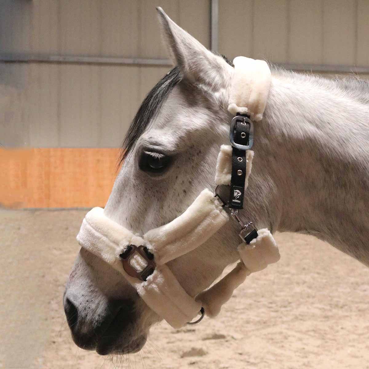 Manski Kunstfell-Halfter ALLOVER schwarz/silber FULL