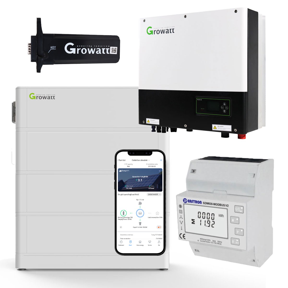 Growatt SPH6000TL3-BH-UP 6kW Hybrid Wechselrichter mit 7.6kWh Solarspeicher-Set
