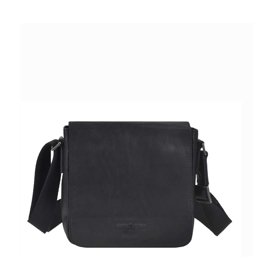 Umhängetasche Leder 21x20cm Pure Black 1108-20 | Greenburry,de