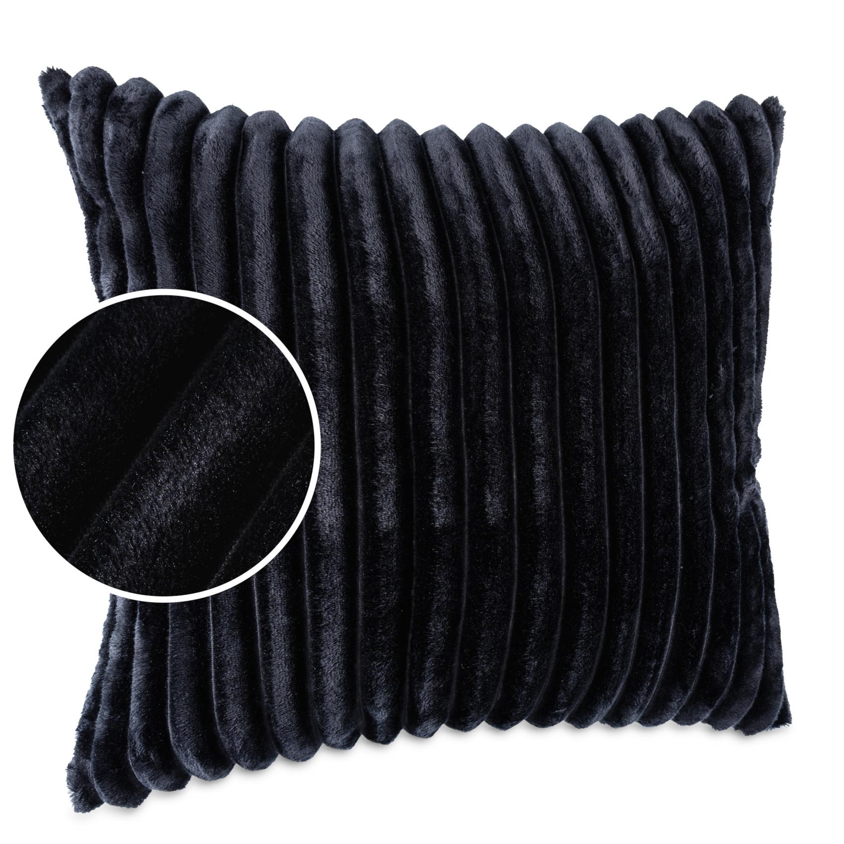 Plüsch Cord Kissen Kissenbezug Sofakissen Big Cord Dekokissen mit & ohne Füllung 4 Größen Schwarzblau 30x50cm Ohne Füllung