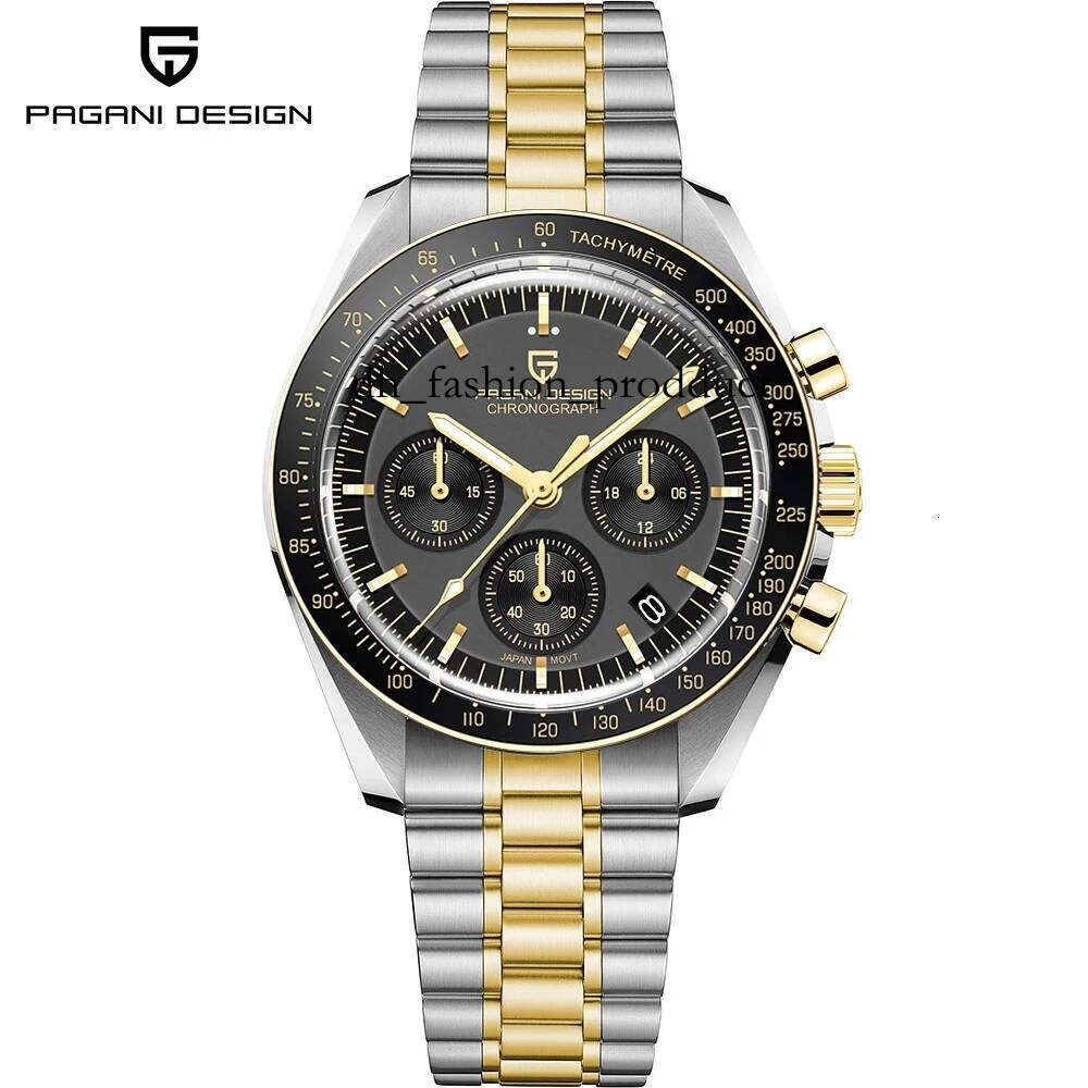 Pagani Design 2025 New Moon Watch Retro Luxury Quartz Watches for Men en acier inoxydable Luminal imperméable Sport Chronograph Man 802