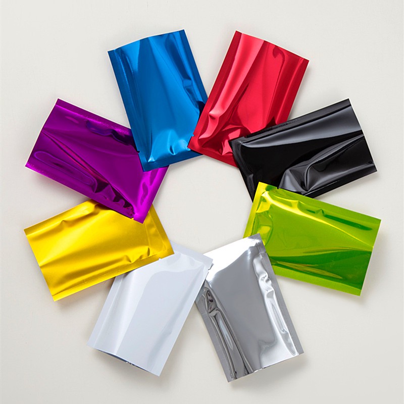 100pcs Glossy Matte Colored Open Top Aluminum Foil Packaging Bag Heat Sealing Herbal Powder Soap Shampoo Salt Seeds Chocolate Tea Snack Food Stor