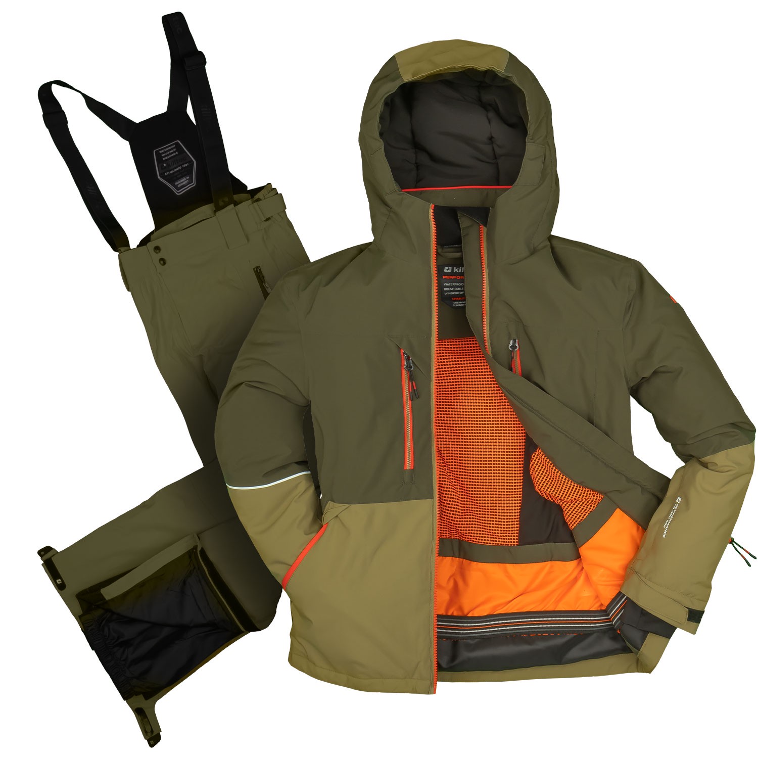 Killtec - Skianzug Jungen olive grün 2 teiliges Set Skihose und Skijacke 152