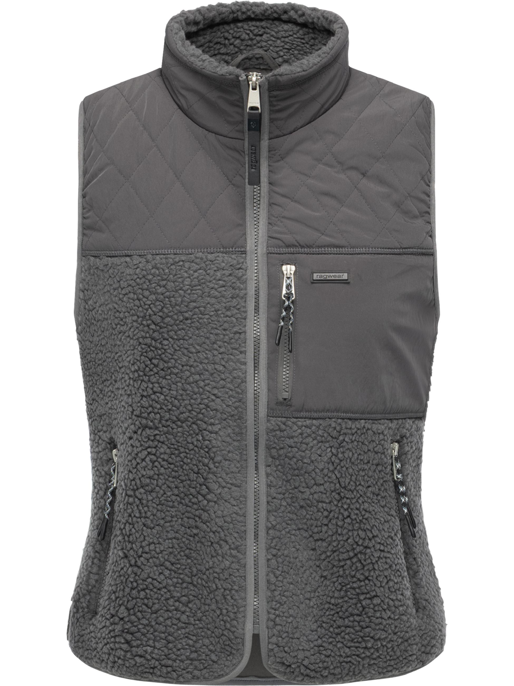 Materialmix-Weste mit kuscheligem Teddy-Fleece 