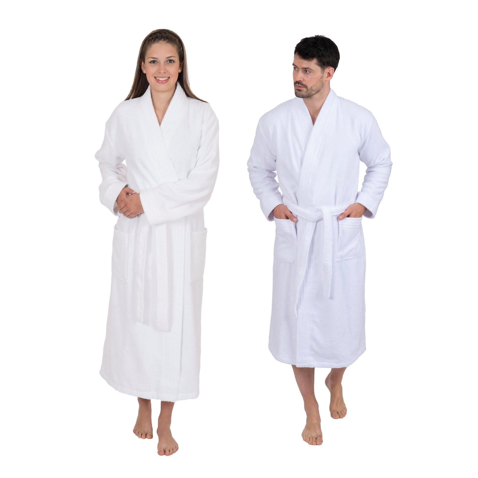 Wewofashion Herren Damen Bademantel 3002-100 Weiß Unifarben