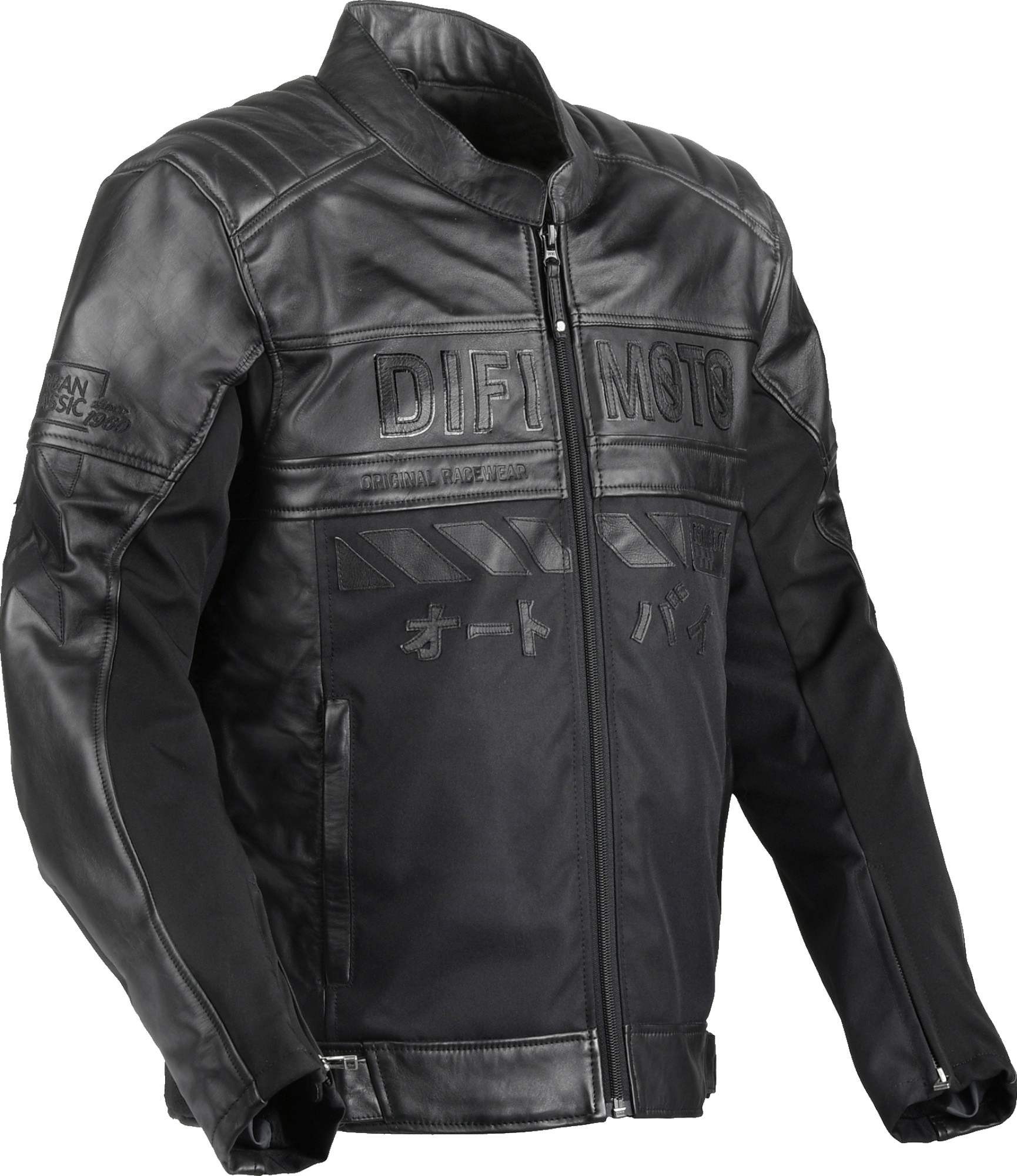 DIFI Iconic Motorrad Lederjacke, schwarz, Größe 52 für Männer