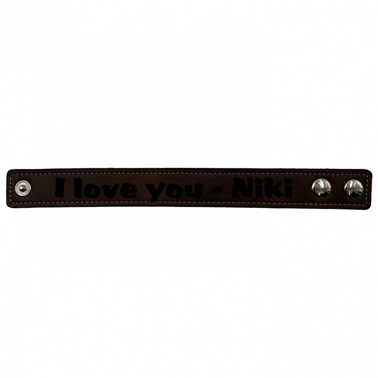 Armband Kunstleder schmal dunkelbraun personalisierbar in schwarz