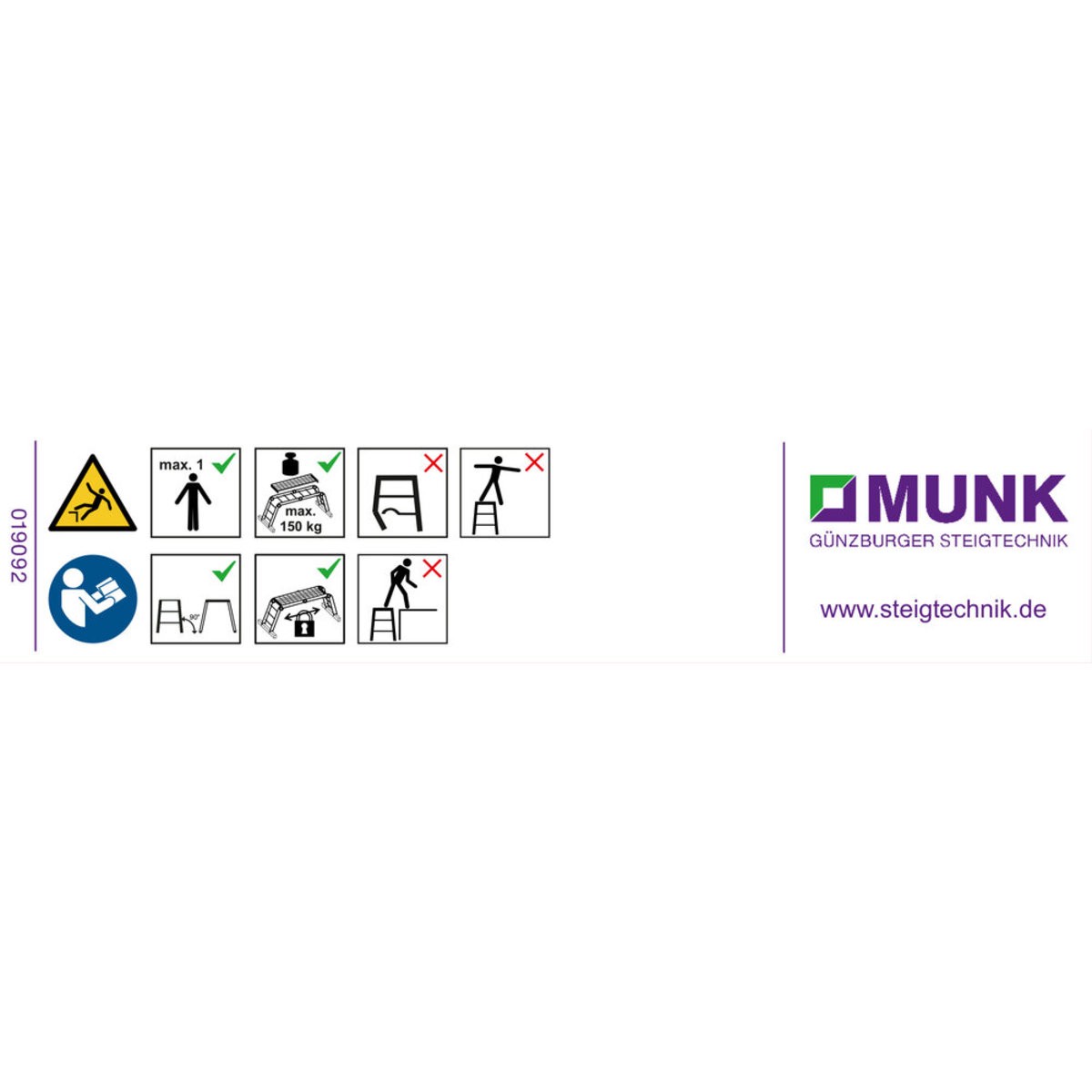 Günzburger Steigtechnik Hinweis-Aufkleber für Arbeitsdiele Aufkleber 19092