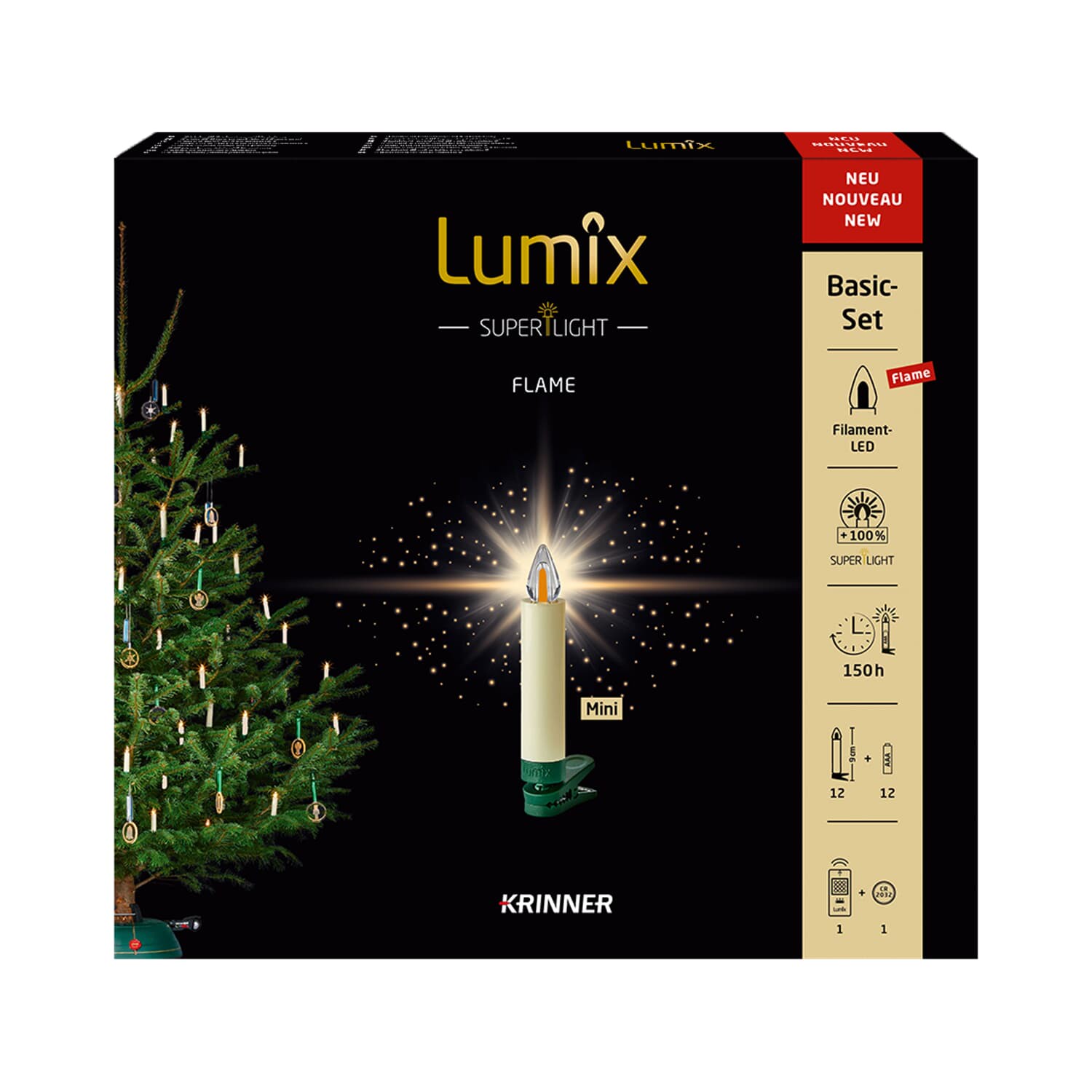 Lumix Superlight Flame Mini 12 Kerzen Basis Set in Elfenbein