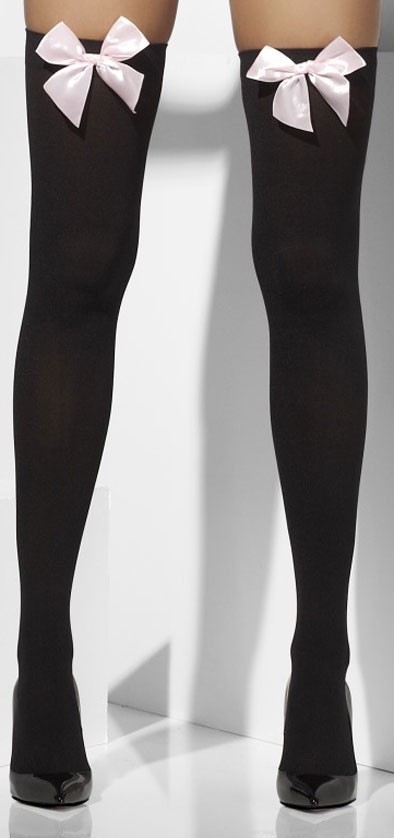 Blickdichte Overknee Strümpfe Mit Rosa Schleife