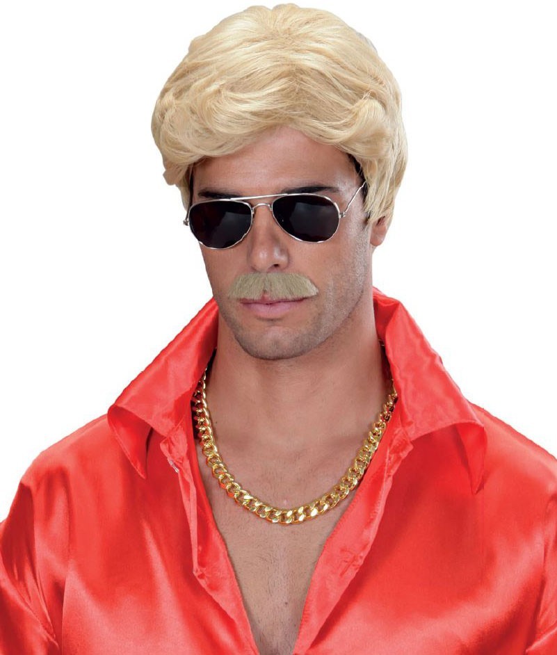 Blonde Playboy Perücke Mit Schnauzer