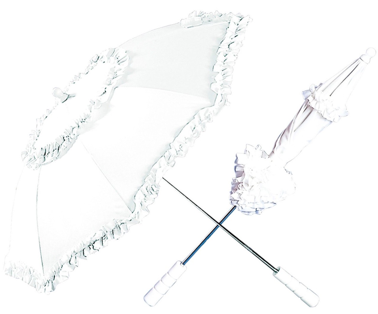 Historischer Regenschirm mit Rüschen 72 cm