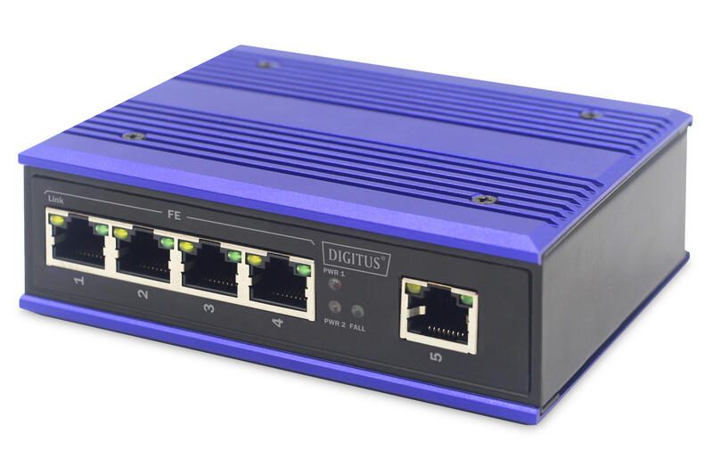 Digitus DN-650105 Netzwerk-Switch Fast Ethernet (10/100) Schwarz, Blau