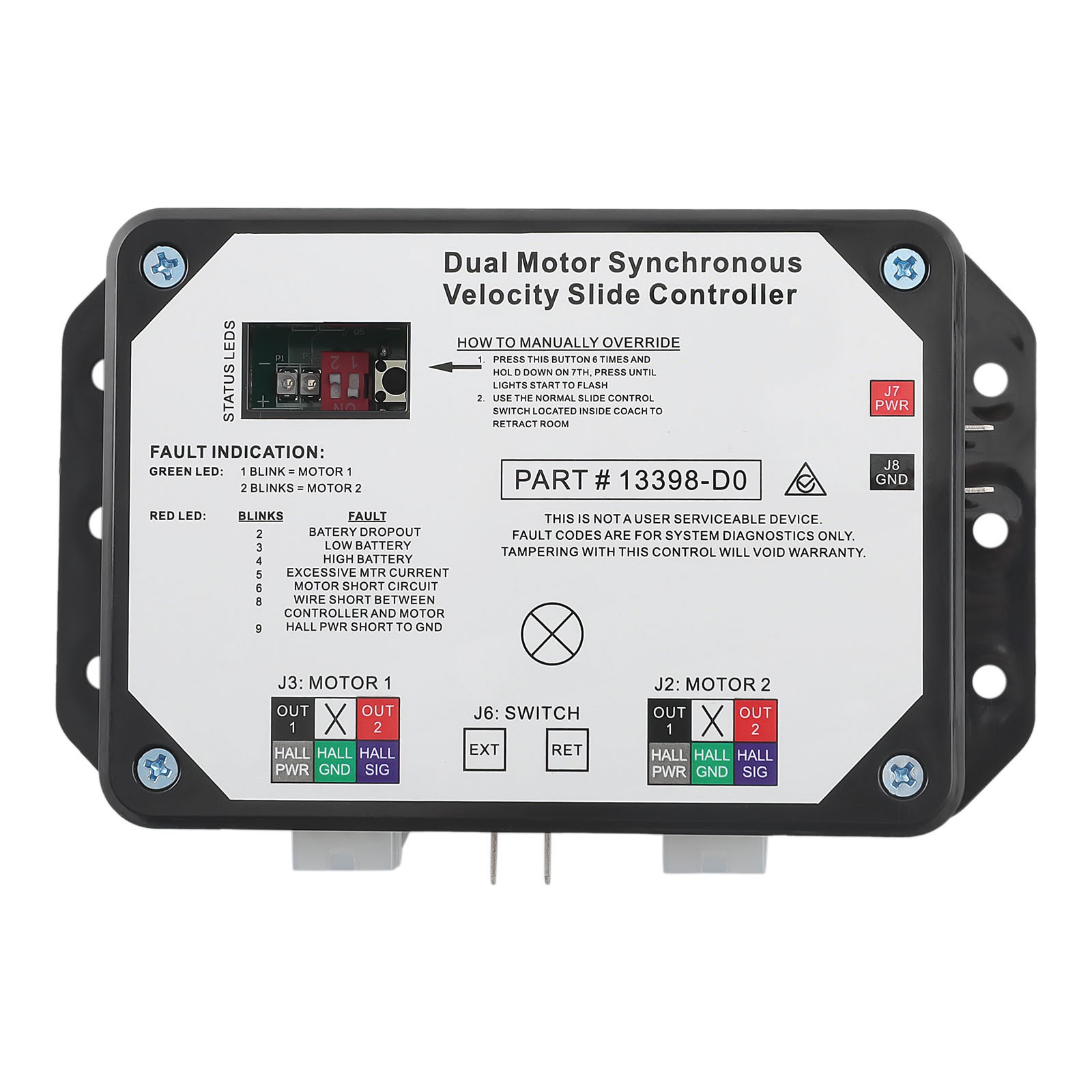 Dual Motor RV Slide Controller For Lippert V-Compatible for Sync II In-Wall Slide-Outs 12V