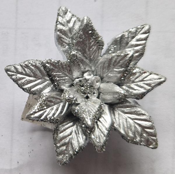Silber Blüten Deko 12 er Box Weihnachten