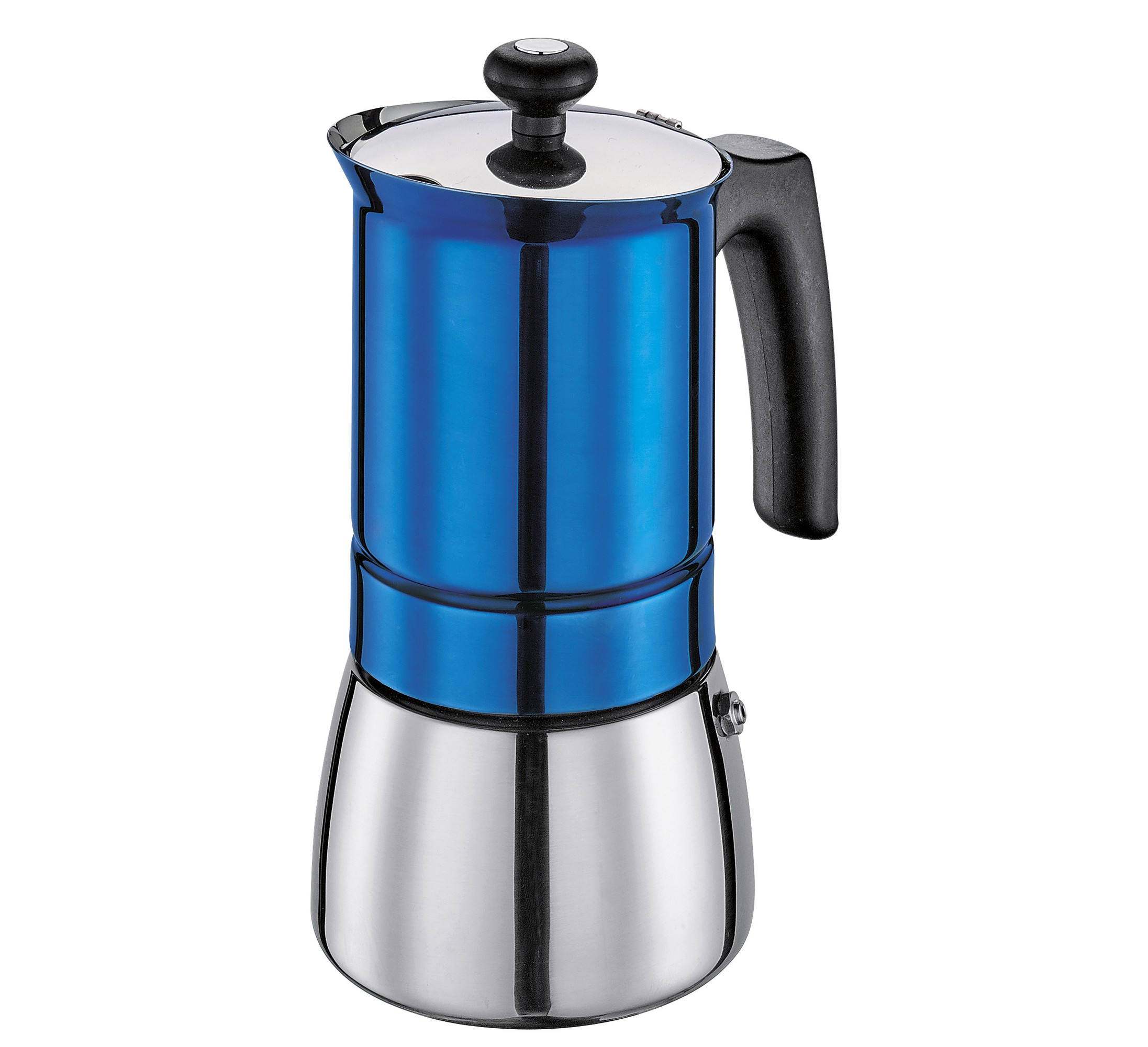 Espressokocher TOSCA 6 Tassen Edelstahlblau ist ein Blickfang für jede Küche 