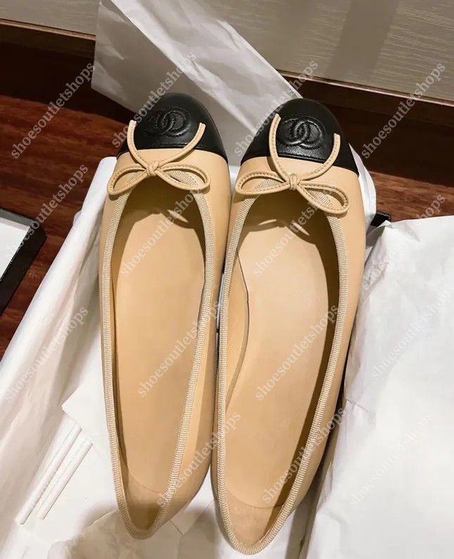 Designer shoes Paris designer Black Ballet Flats Shoes Women Quilted Genuine Leather Slip on Ballerina Luxury Round Toe Ladies Dress Shoes HJ2G S