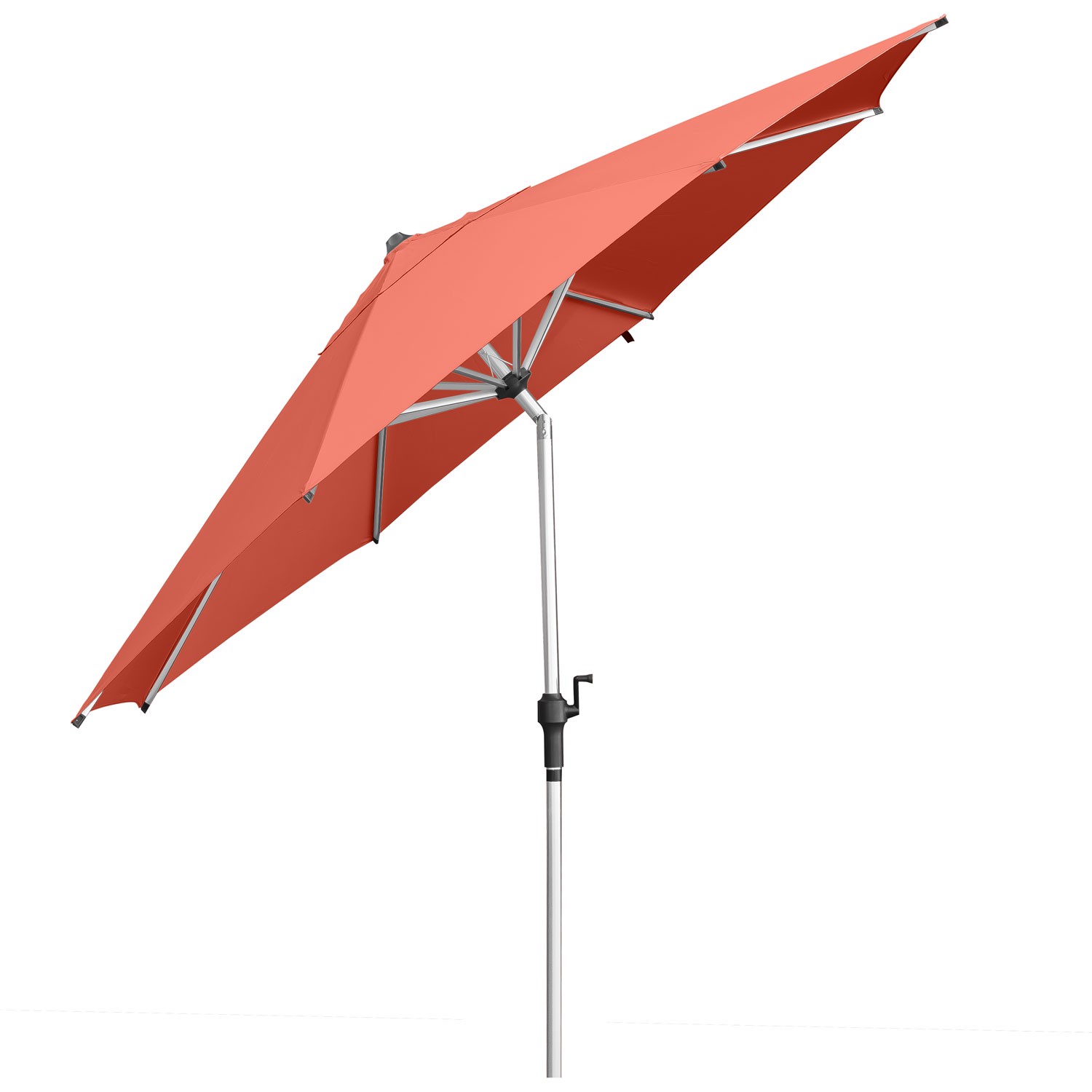Terracotta Rot - Anndora Sonnenschirm Knickbarø3m rund Terrakotta - Aluminium Streben,Stamm mit Kurbel 