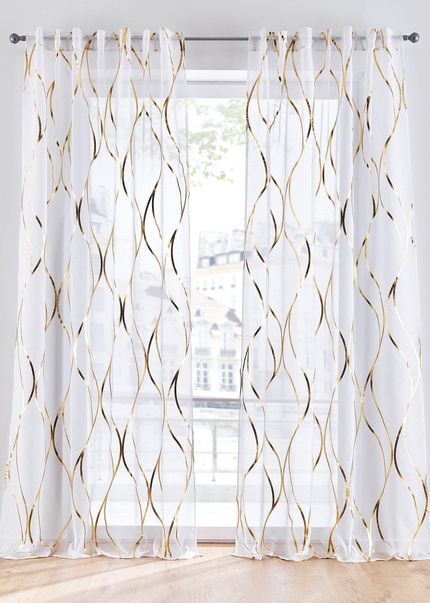 Transparente Gardine mit Glanz Druck (1er Pack)