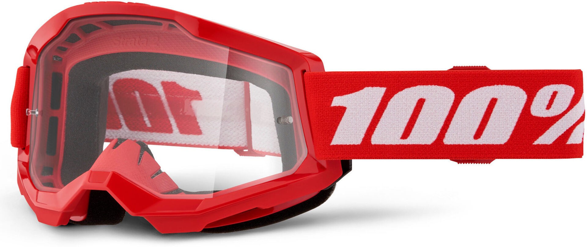 100% Strata 2 Essential Motocross Brille, weiss-rot für Männer