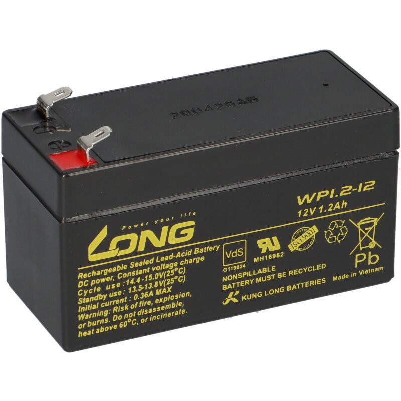Bleiakku 12V 1,2Ah kompatibel Alarmanlage Jung AGM VdS