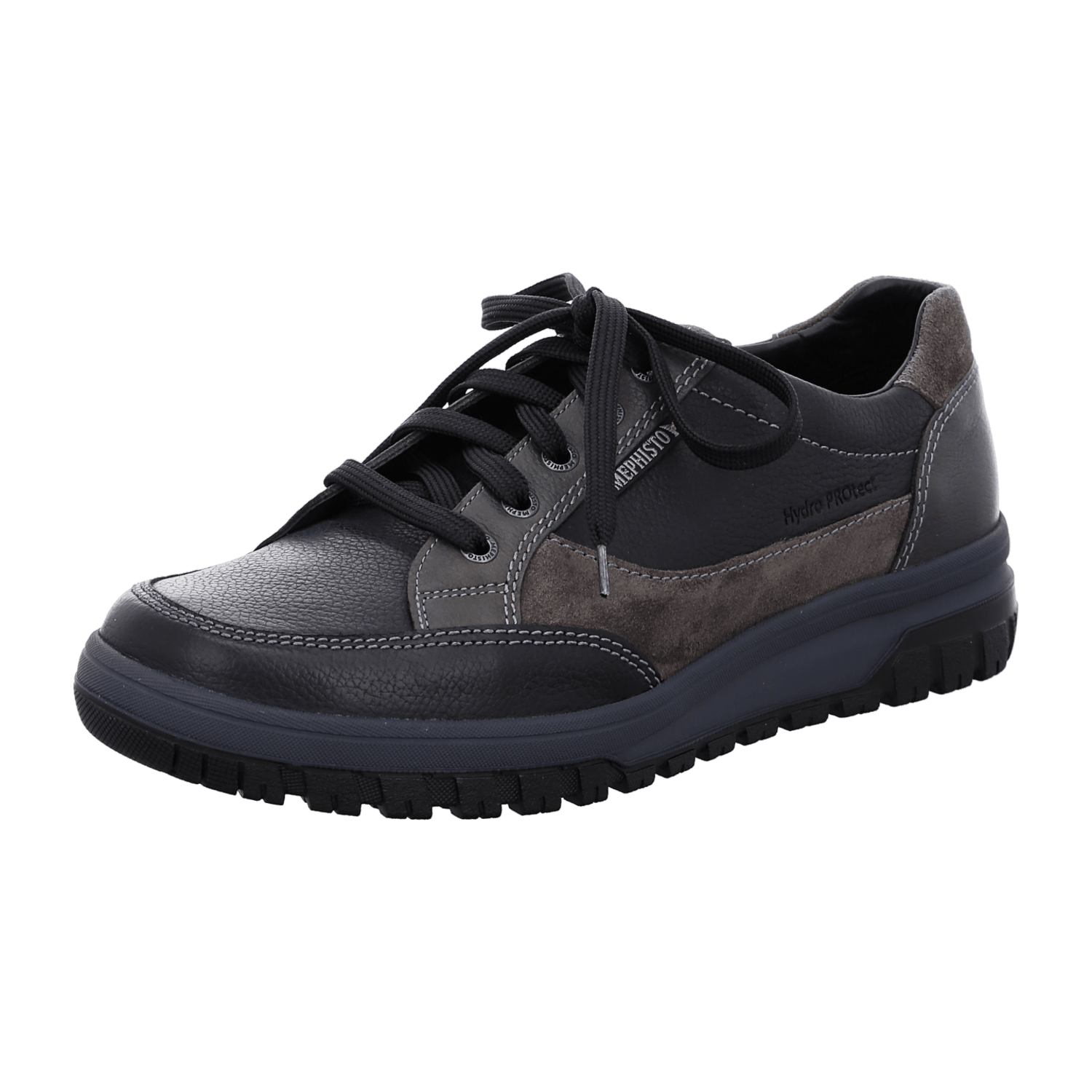 Mephisto Paco Black (schwarz) - Bequemschuh - Herrenschuhe Sneaker / Schnürschuh, Schwarz, leder für Herren, schwarz, Gr. 43 EU / 9 UK